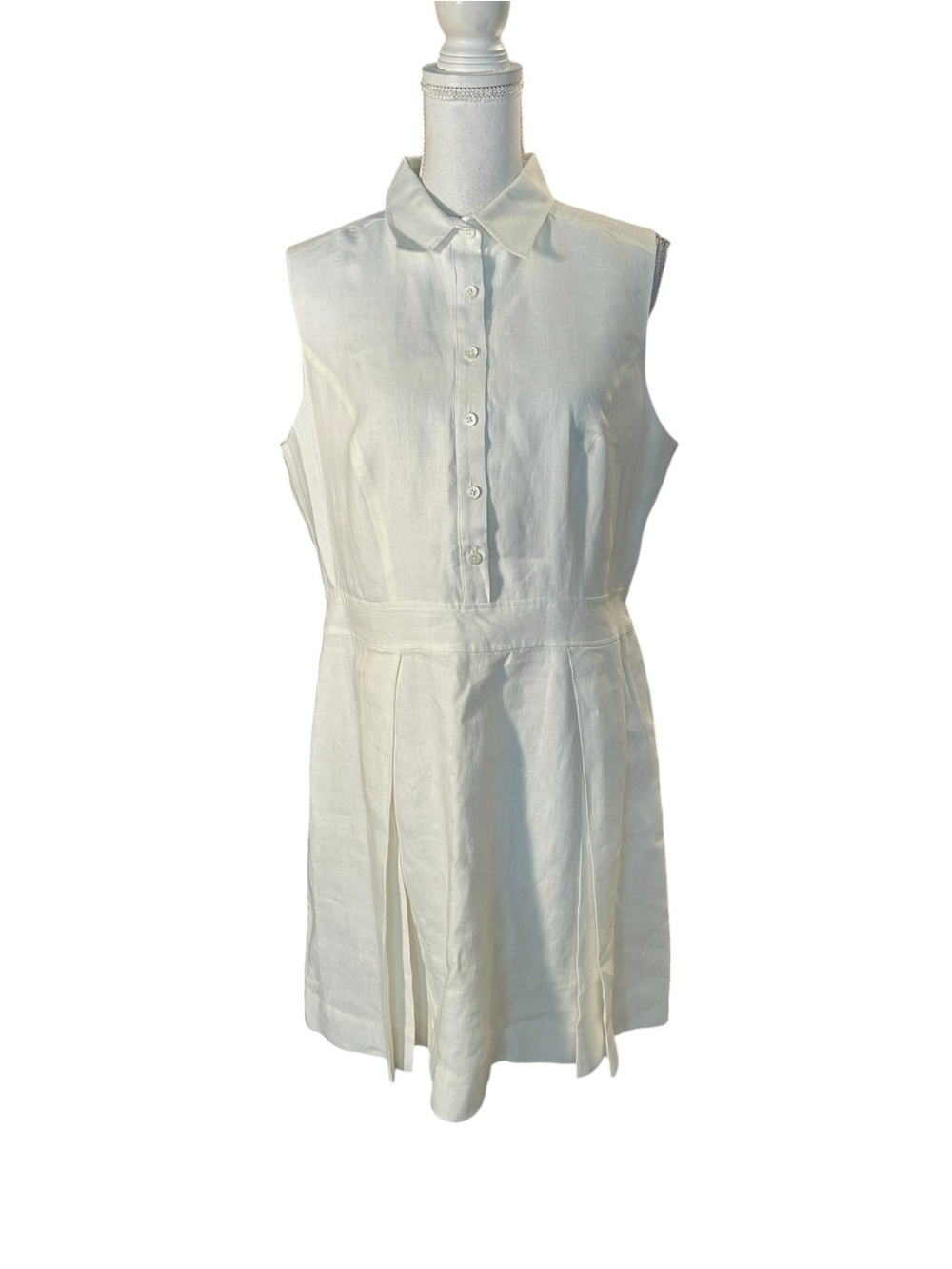 Brooks Brothers Irish Linen Collection Sleeveless Collared White Mini Dress